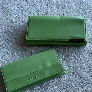 Trifold Kenneth Cole Reaction Wallet Duo with checkbook cover. Bright green